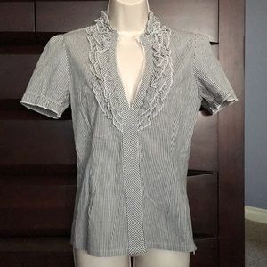 Medium gray white stripe Charlotte Russe Top Euc